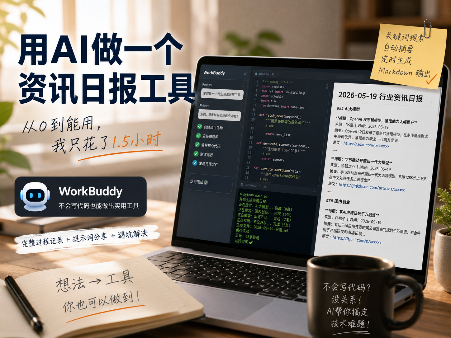 从零到一:跟WorkBuddy做一个真正能用的自动化工具
